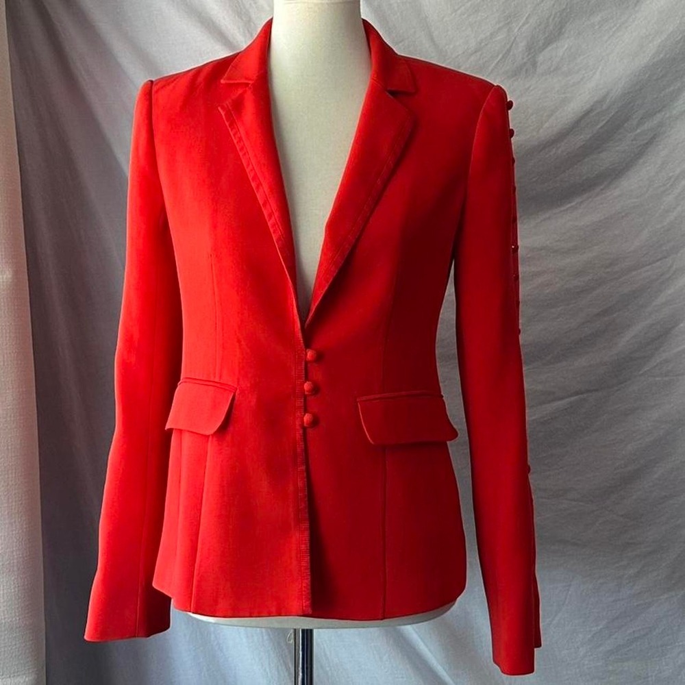 Vivianna button sleeve blazer in orange